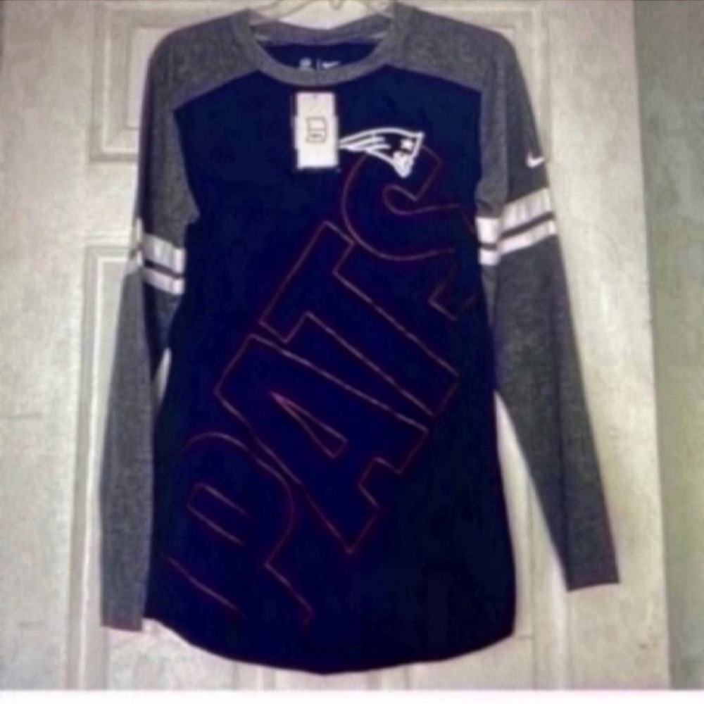 Nike patriots  Blue and Gray Long Sleeve Tee